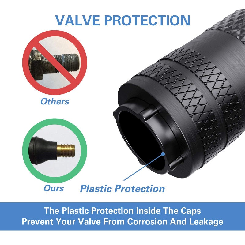 CKAuto 4 Pcs Aluminum Tire Valve Stem Caps with N2 Nitrogen Logo, Universal Stem Covers for Cars, SUVs, Bike and Bicycle, Trucks, Motorcycles | TPMS Safe | Corrosion Resistant | Dust Proof, Black - Image 3